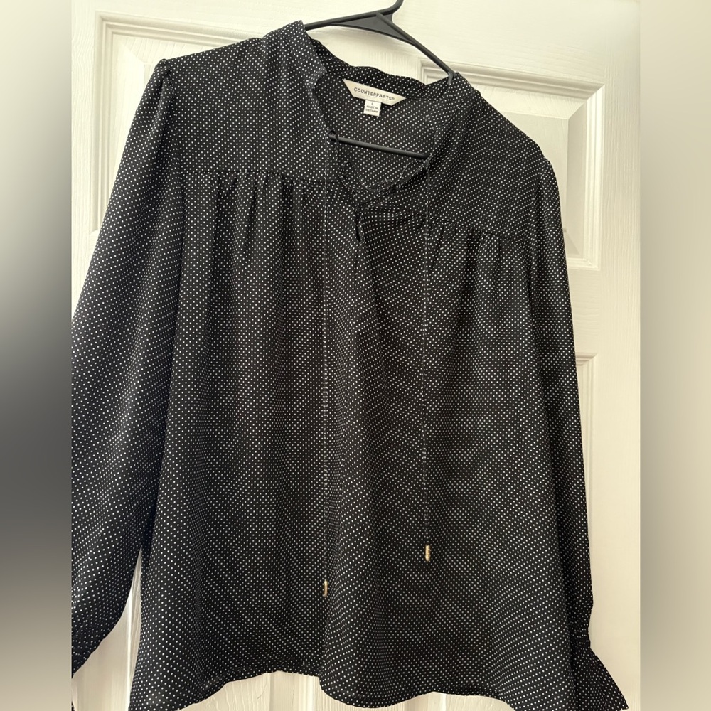 Counterparts Black and White Dotted Blouse